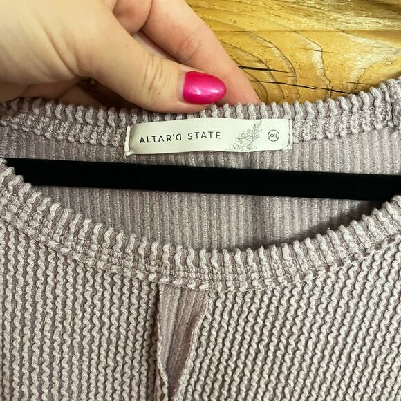 Altar'd State Waffle Knit Long sleeve cropped Top Pink XXL - Picture 3 of 5